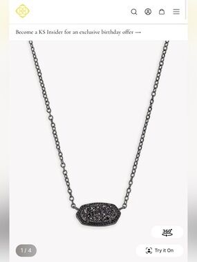 Kendra Scott Elisa Pendant Necklace in Black Drusy